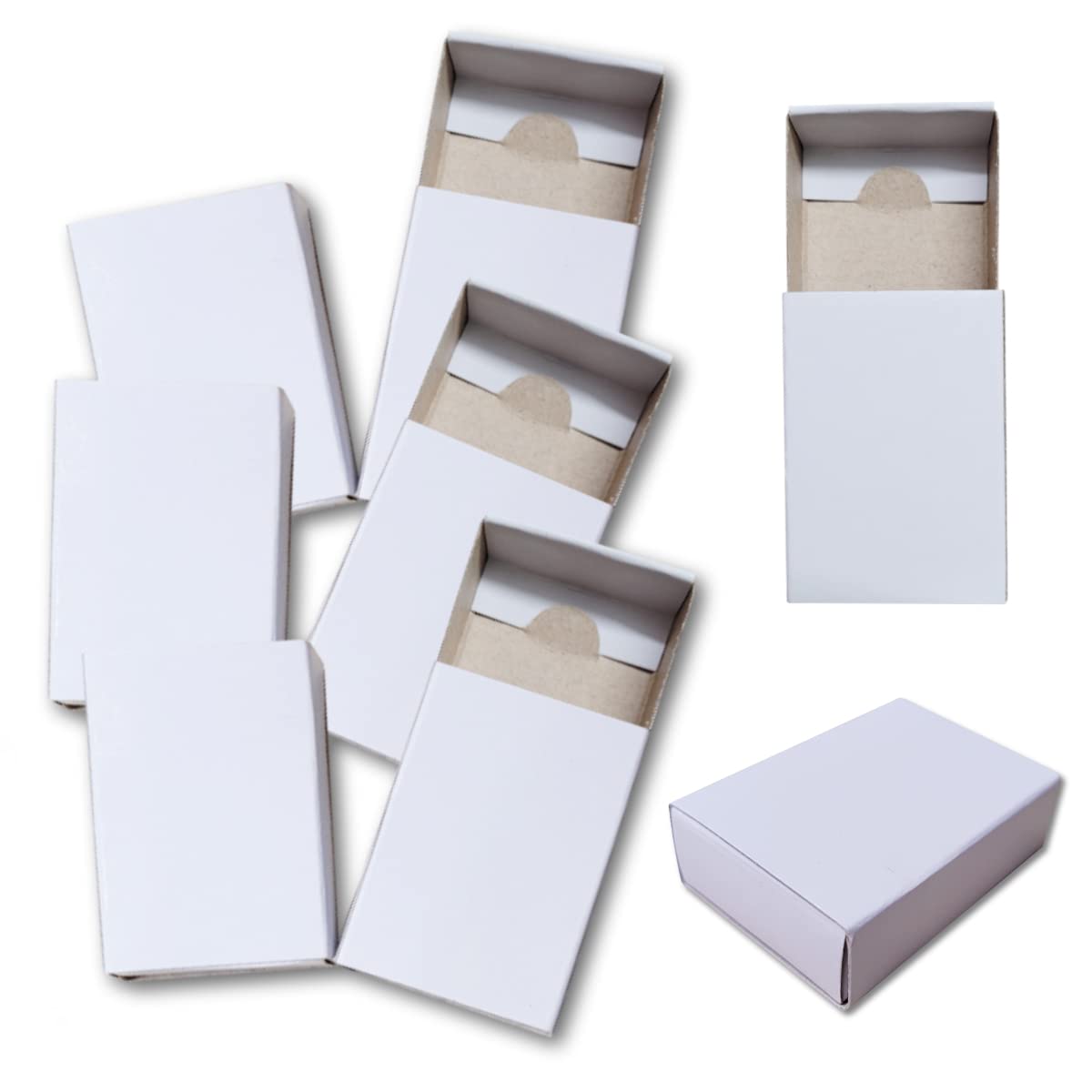Pack of 50 Plain White Card Craft Matchboxes for Arts, Crafts, Trinkets, Advent Calendars and Wedding Favours – by Essential Arts