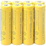 8pcs 18650 3.7V 9800mAh Yellow Li-ion Rechargeable Battery Cell For Torch
