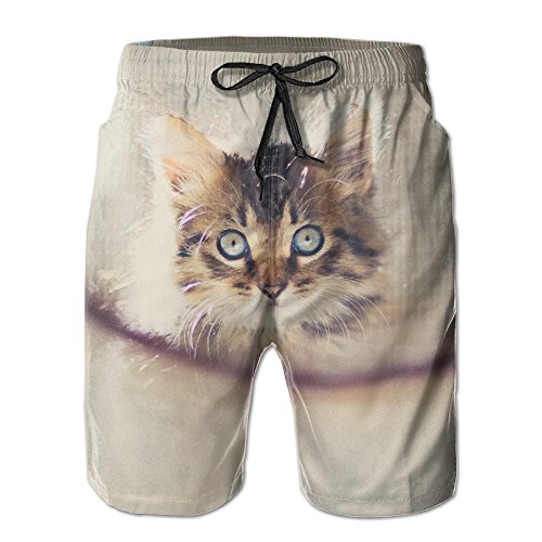 Mens Beach Board Shorts Shirts Running Shorts Pants Good Figure Fashion Kitten Cat In The Mirror