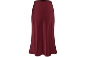 TEDDIFY Women's Leopard Silk Satin Midi Skirt Elastic High Waisted A-Line Cheetah Print Fall Long Skirts for Women 2025