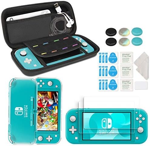 innoAura Accent Package for NS Swap Lite, Embody Transportable Carry Case with 8 Recreation Cartridge, Clear TPU Cowl Case, [2 Pack] HD Tempered Display Protector for Swap Lite Equipment