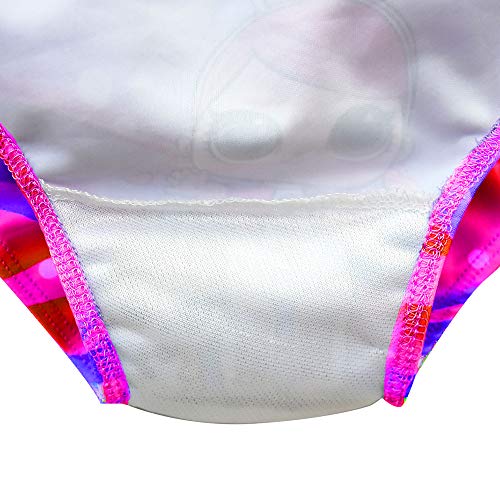 Rohero Toddler Baby Girls Swimsuits Doll Print Ruffle Tulle Swimwear Bathing Suit for Doll Surprised (140cm/ 7-8Y, Rose)
