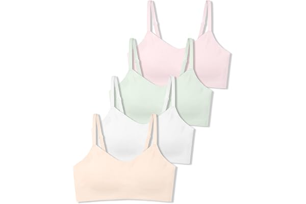 SALIA GIRL Soft Fixed Padding Training Bras for Girls, Seamless Cami Sports Bras for Teens 10-14, Adjustable Strap Design