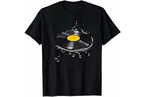 T-Shirt with Dripping Vinyl Record | Unisex T-Shirt Cotton Sports Tee | Perfect for Sports or Casual Wear(Black)