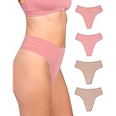 La Coochie Organic Cotton High Rise Thong Underwear, 4 Pack