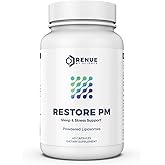Renue By Science Restore PM | Liposomal Melatonin GABA Supplements | 60 Capsules with Melatonin (3.5mg) 5HTP (100mg) Glutathione (65mg) Apigenin (75mg) GABA (150mg) - Non-GMO | Made in The USA