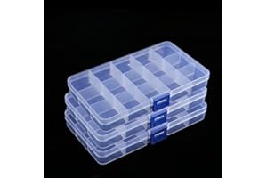 3pcs Blue Clear Plastic Multi Compartment Organizer Container Art Craft Sewing Screw Rock Fishing Tackle Bead Jewelry Display