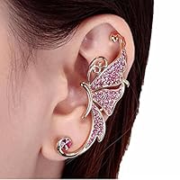 Kingfansion Splendid Cute Crystal Butterflyes Wings Ear Clip Clamp Earring Fashion Jewelry for Women(only 1pc) (Pink)