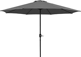 DEGAMO Marktschirm Aluminium 300cm mit Kurbel, grau, UV Schutzfaktor 50+, Material Bezug 100% Polyester, Material Untergestell Aluminium, Gewicht 6kg