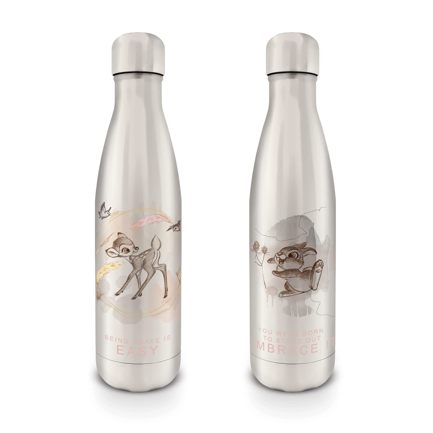 Disney Bambi Metal Drinks Bottle (Being Brave Design) 19oz / 540ml Water Bottle - Official Merchandise