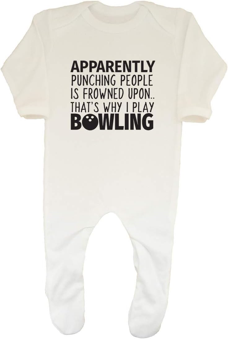 Shopagift Apparently Punching People is Frowned Upon That's why I Play Bowling Baby Sleepsuit Romper