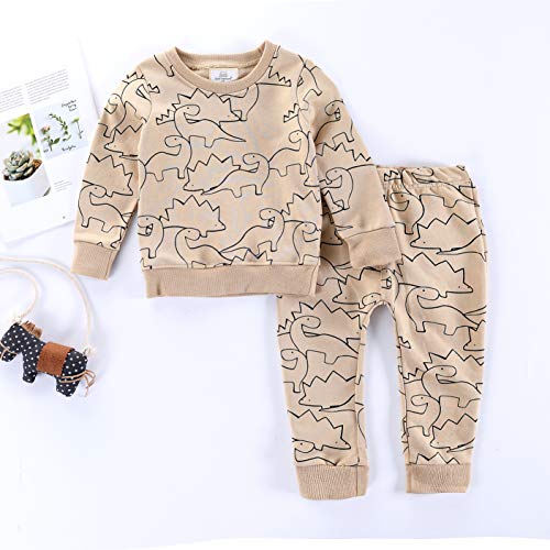BIBNice Boys Outfit Sets Toddler Clothes Long Sleeve Top and Pants Kids Clothing Dinosuar 5T