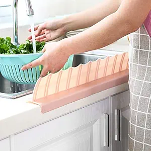 2PCS Sink Splash Guard,Food Grade Silicone Water Splash Guard Baffle Board with Suction Cup,Sink Water Splash Proof Retaining Plate with Sucker for Washing Dish Kitchen Sink Bathroom Basin. (Pink)