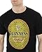 Guinness Distressed English Label T-Shirt, Large - Cotton Black Graphic Short Sleeve