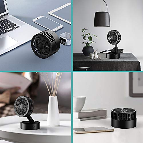 Babacom Ventilateur de Table Portable Pliable Mini USB Ventilateur à Main Fan Silencieux,avec Vitesse de Réglage Rotatif à 120°,avec Câble de Recharge USB pour Bureau Sport Voyage Camping Famille