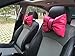 seemehappy Charming Hot Pink Leather Bow Headrest Pillows for Car Driving Neck Support Pillows 2 Pack