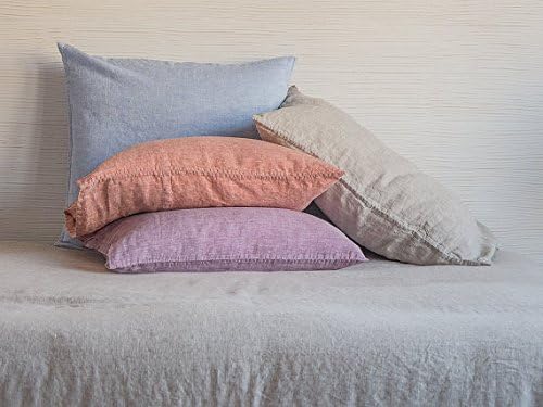 Linen Pillowcase Stone Washed Super Soft Standard Queen King Euro Cushion Cover Sham Natural Organic Gray Flax Pillow Case (STANDARD 20"x26", L. ORANGE TERRACOTA)