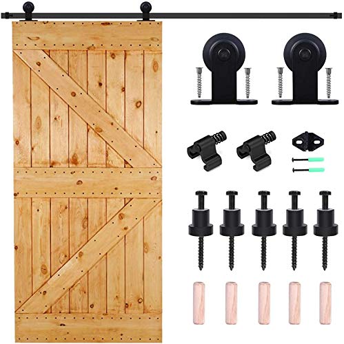 5.5FT/167cm Interior Sliding Barn Wood Door Hardware Closet Track Kit Single Door T Shape Hangers — image 1
