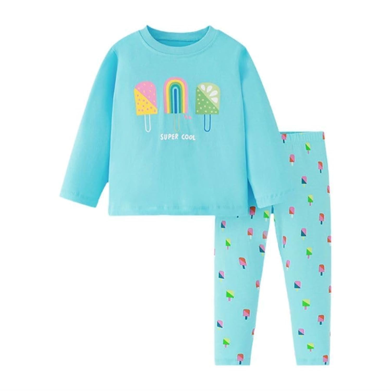 Photo 1 of Little Bitty Cotton 4t Girls Clothes Long Sleeve Blue Ice Creams Pattern Fall & Winter Clothes for Kids 4T