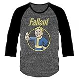 Fallout Vault Boy Mens Heather Raglan Shirt Licensed