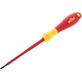 Wiha Tools Ins Screwdriver, Slotted, 1/8x4 in, Round, Red and Black, One Size (32012)
