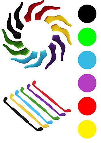 SHINKODA Kids Eyeglass Sunglass Retainer Eyewear Straps and Anti-slip Ear Hooks Set, Sports Sunglass Straps For Women, Bright Color - Pack of 6