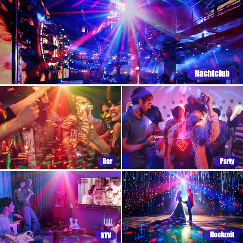 Vicalo 4 in 1 Disco Party Light with Disco Ball, Music Controlled DJ Disco Light, RGB LED Par Spotlight, Light Effects Party Light for Home Parties, Clubs, Halloween, Christmas