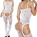 White QueensHot Sexy Sheer Lingerie Babydoll Suspender Corset Nightie Leotard Body Suit Stocking White One size
