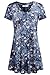 Sixother Womens Tie Dye Tunics Summer Casual Short Sleeves Tops V Neck Blouses, Navy Blue, Size 2XL