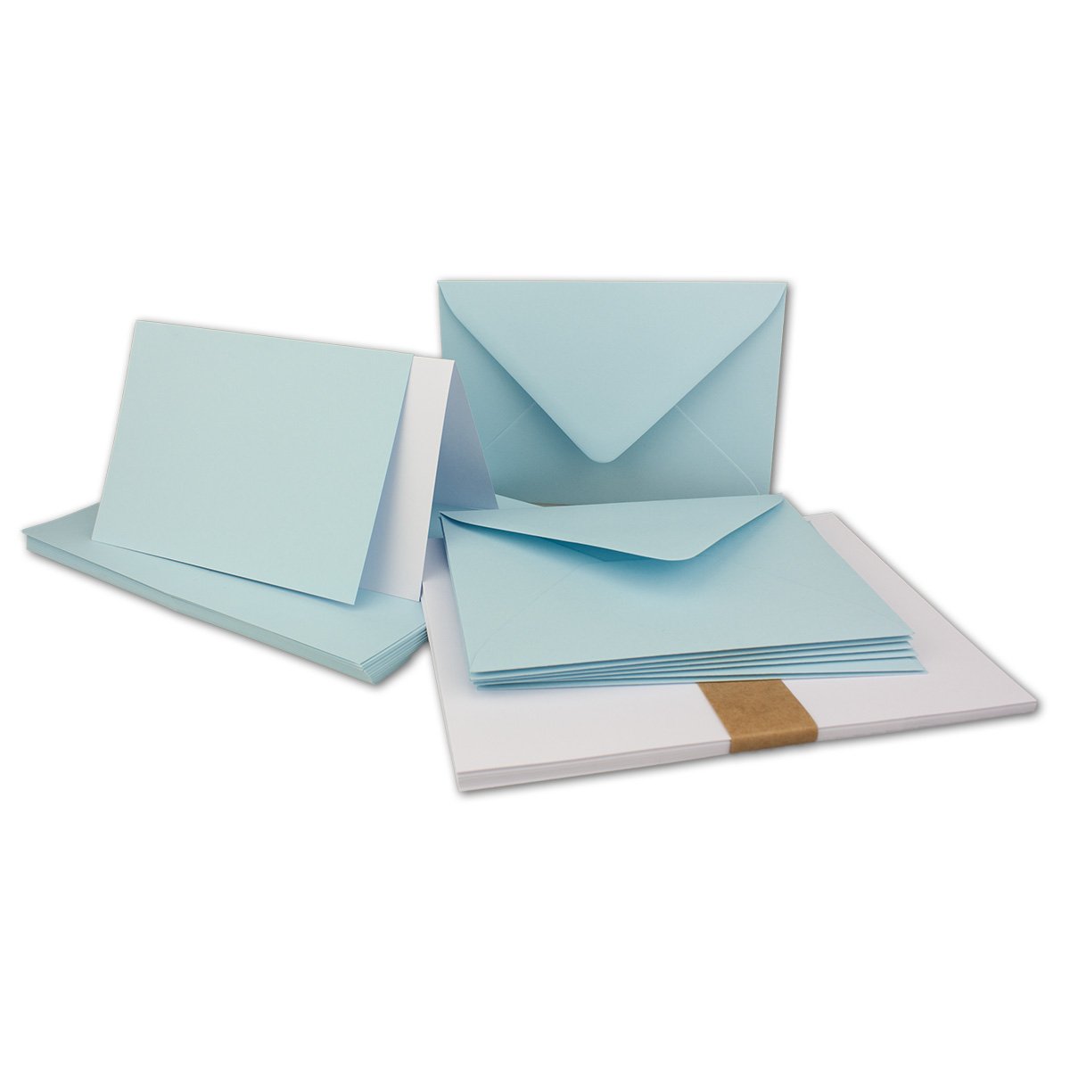 Folded Cards, DIN A6 – C6, Wet Sealing, with Inlay 25 Karten-Sets Light Blue