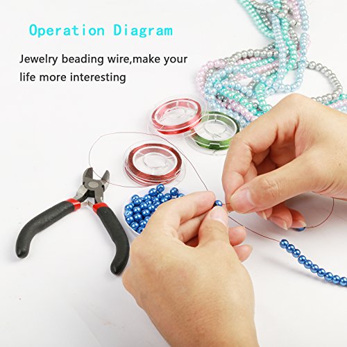 8 Pcs 0.4 mm Jewelry Beading Wire Roll LANMOK Assorted Metallic Colours Copper Wires with Cutting Pliers Repair Tools Kit for DIY Craft Jewelry Making