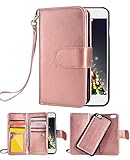 iPhone 6 Case, Crosspace iphone 6s Flip Wallet Case Premium PU Leather 2-in-1 Protective Magnetic Shell with Credit Card Holder/Slots and Wrist Lanyard for Apple Iphone 6/6s 4.7