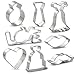 Wedding Cookie Cutters Set - 8 PCS - Wedding Dress, Wedding Cake, Diamond Ring, Heart, Lips, Beard, LOVE Word and Tie - Stainless Steel