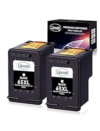 Upsek Remanufactured for HP 65 65XL Ink Cartridge, 2 Black, Use for HP Envy 5055, 5058, 5052, DeskJet 3755 2622 2655 2624 2652 3720 3721 3722 3723 3730 3732 3752 Printer