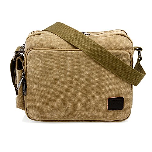 Oct17 Men's Vintage Canvas Crossbody Bag Shoulder Casual Handbag School Messenger Bags Satchel - Khaki Oct17 Men's Vintage Canvas Crossbody Bag Shoulder Casual Handbag School Messenger Bags Satchel - Khaki