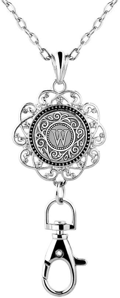 Jesse Ortega Office Lanyard ID Badges Holder Necklace Keychain with Letter A-Z Snap Charms Clip