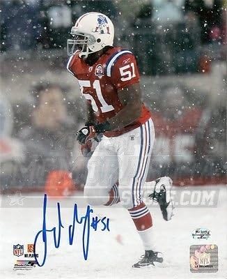 Amazon Com Jerod Mayo New England Patriots Signed 8x10 Throwback Snow Game Sports Collectibles