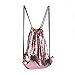 String Gym Sport Bag, Mermaid Sequin Drawstring Backpack Glittering Outdoor Shoulder Bag Reversible Glitter Bling Shining Bag with Pockets Pink Gold