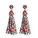 NLCAC Women's Beaded tassel alloy earrings Long Fringe Drop Earrings Dangle Confetti