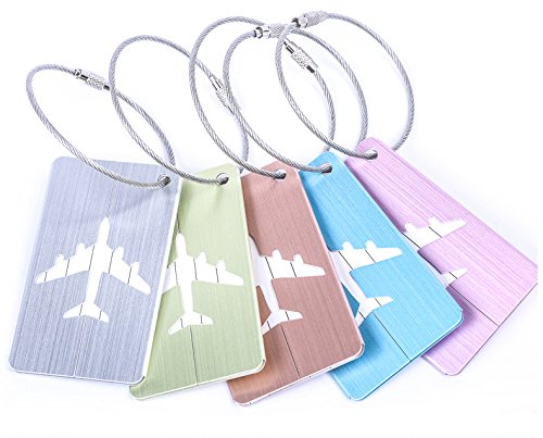 Aluminum Luggage & Suitcase Tags Travel ID Identification Labels Set For Bags -5 pack