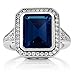 Gem Stone King 925 Sterling Silver Simulated Sapphire Ring For Women (5.00 Cttw, Emerald Cut 11X9MM)