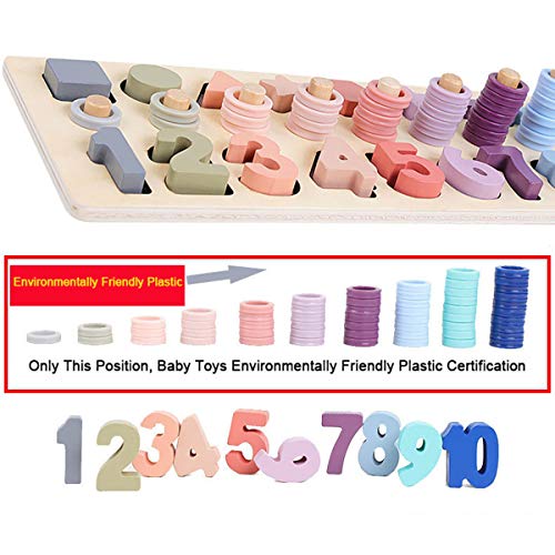 image for MoTrent Wooden Counting Shape Stacker Puzzle Board - Montessori Presch
