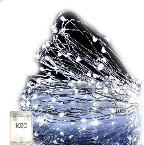 MSC, 33 ft / 10M, 100 * LED Battery Powered 10M Cool White Coloured String Fairy Lights On Copper Cable