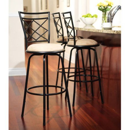 Avery Adjustable Metal Barstools, Set of 3 (Black)