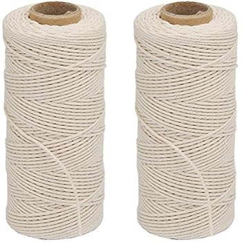 Vivifying Cotton String, 2pcs x 328 Feet Food Safe Cooking Twine for Tying Meat, Making Sausage (White)