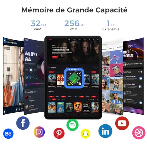 RebotAi Tablette 12.2 Pouces Android 16 Tablette, 32Go RAM+256Go ROM, Octa-Core T7300, 2400 * 1600 IPS, 10000 mAh Tablette Tactile 5MP+16MP/Widevine L1/Gemini AI/Étanchéité IP54