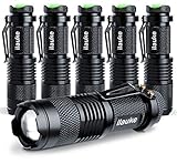 ilauke LED Flashlight Mini Cree Q5 Handheld Tactical Flashlight Torch 7W 300LM 3 Modes Adjustable Focus Zoomable Lights(6 Pack)
