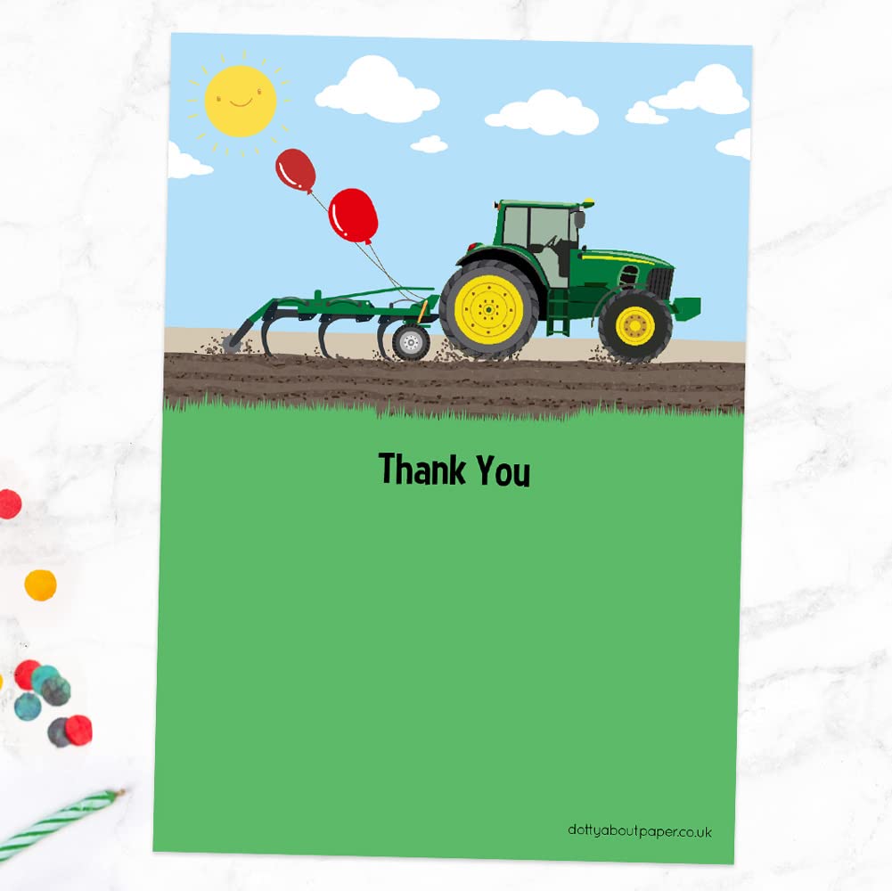 Kids Thank You Cards - Green Farm Tractor - Pack of 10 (629)