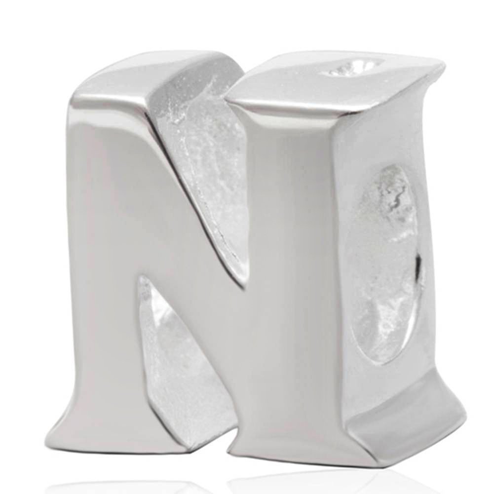 Alphabet Charms 925 Sterling Silver Beads Letter Initial N Charm Anniversary Charm Words Charm fits Pandora Charms Bracelet (N)