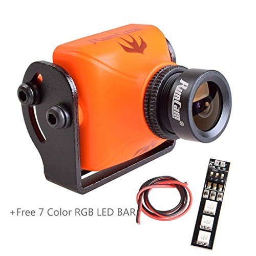 Weyland RunCam Swift 2 600TVL FPV Camera Mini 2.3mm for Quad Flying Drones150 Degree OSD WDR DC 5-36V NTSC Integrated MIC for Multicopter Orange With 1 PCS RGB LED BAR